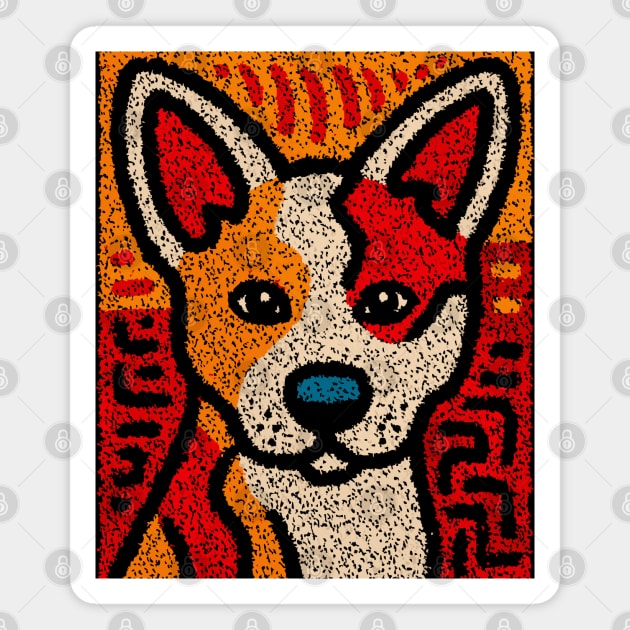 Playful Baby Dingo | Aboriginal Style Wildlife Magnet by TuncGK